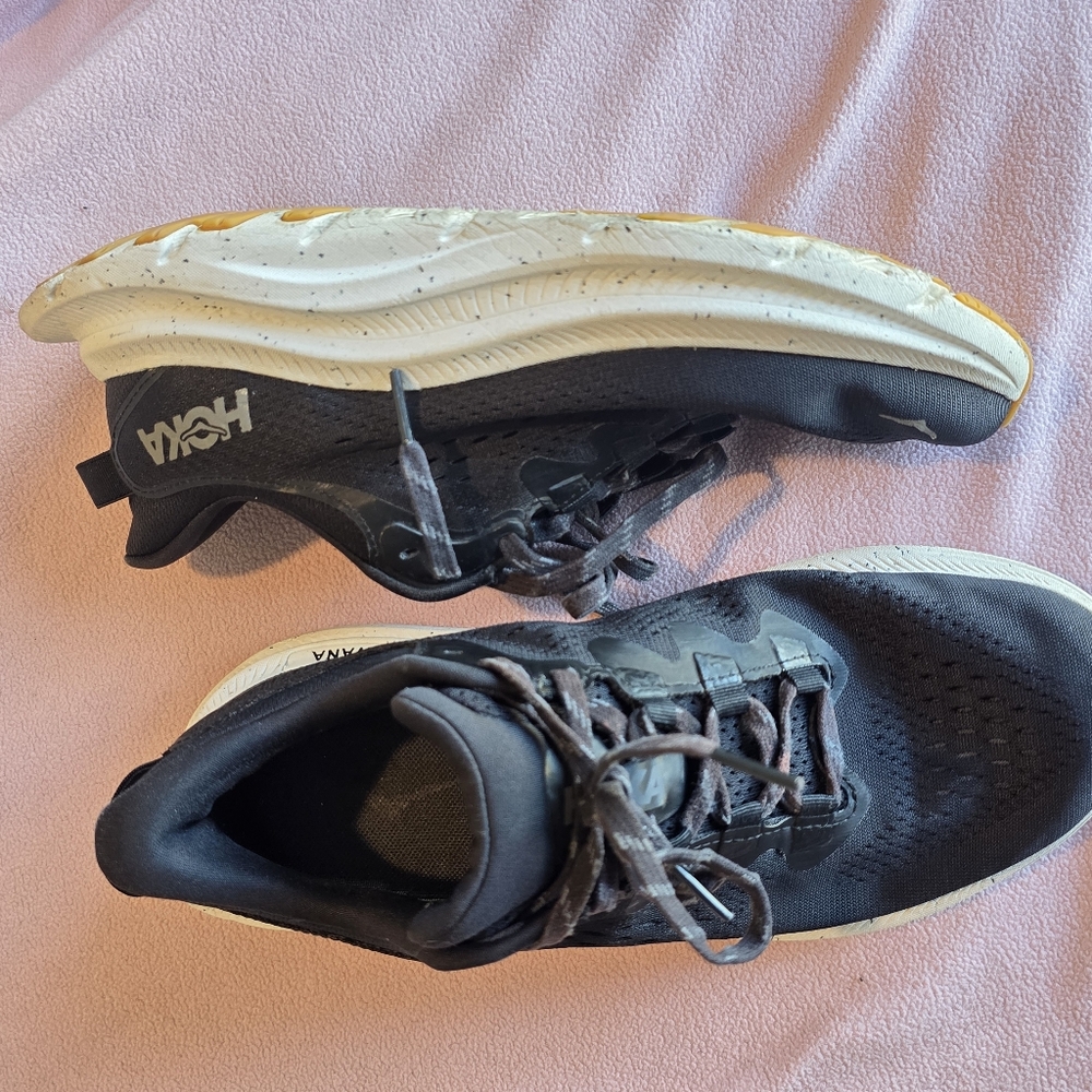 HOKA Black Athletic Running Shoes with White Sole